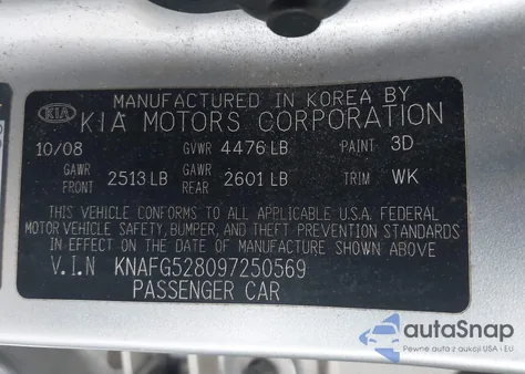 2009 Kia Rondo Lx z USA, uszkodzony, nr VIN KNAFG528097250569